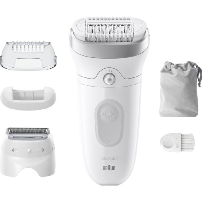 Braun Silk-épil 7 7-041 Depiladora Eléctrica MicroGrip, Recargable, Blanco y Gris
